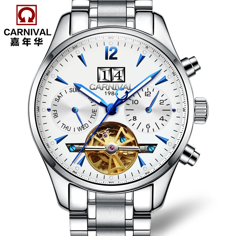 Роскошный бренд Swiss Carnival Tourbillon автоматические механические часы модные