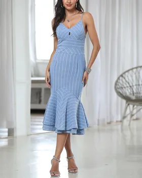 

Striped Spaghetti Rush Saum Dress