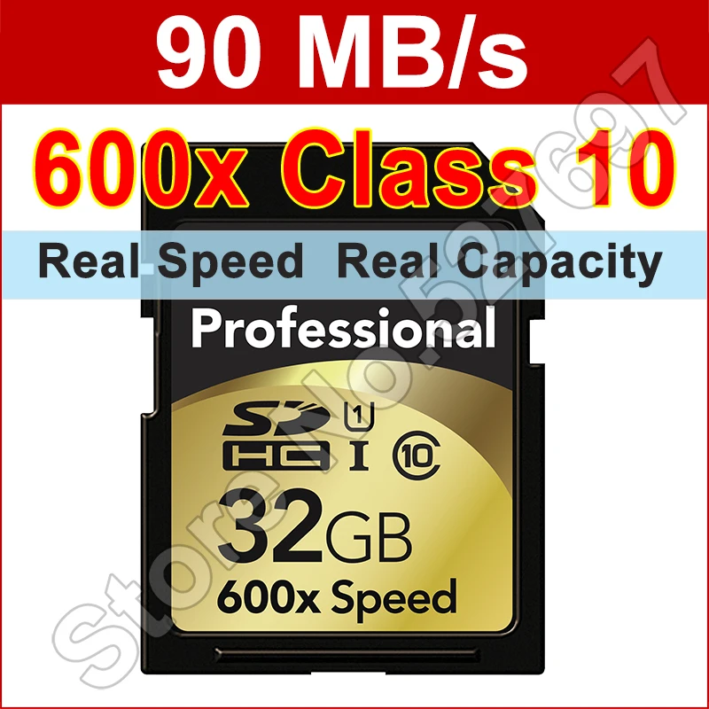  Brand 600x 32 GB SD Card 32gb class 10 Flash Memory Card For Canon Nikon Casio FujiFilm Olympus Panasonic Samsung Digital Camera 