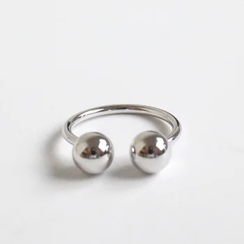 

Double ball 925 sterling silver rings for women bijoux, cute opening adjustable ring anillos de plata 925 anel feminino jewelry