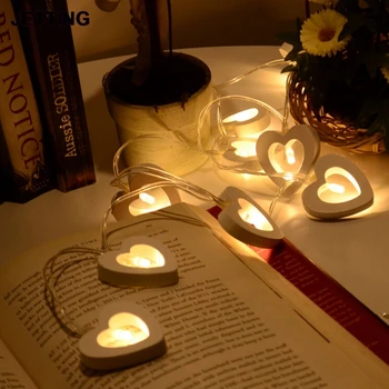 

1PC 10 Led String Lights Wooden Heart Shaped LED Indoor Outdoor Light For Wedding Decoration Warm White Light Waterproof