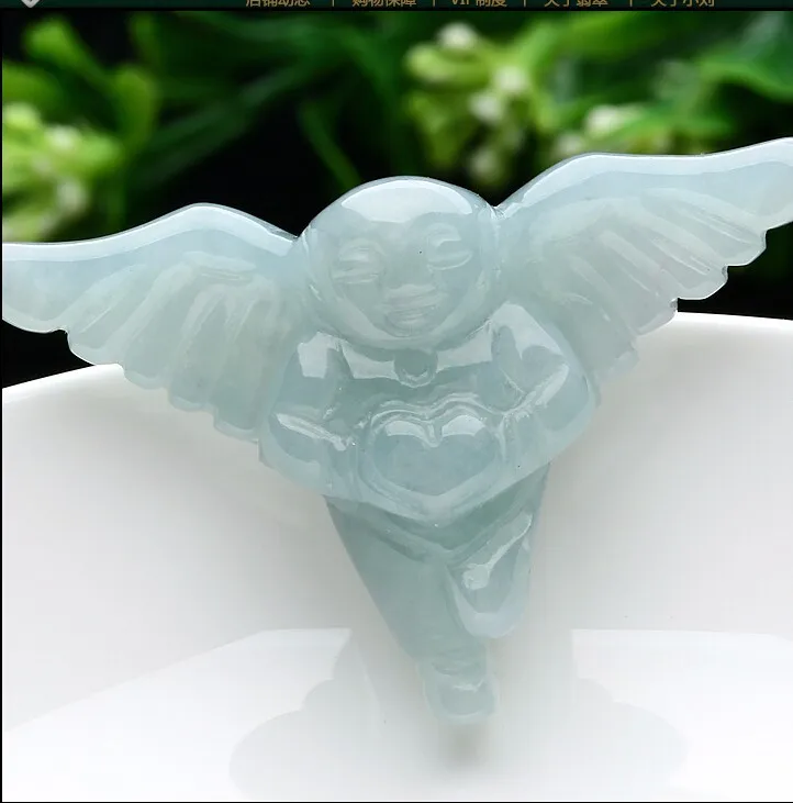 

Excellent 100% A Grade Natural /Jadeite Carved Angel Pendant