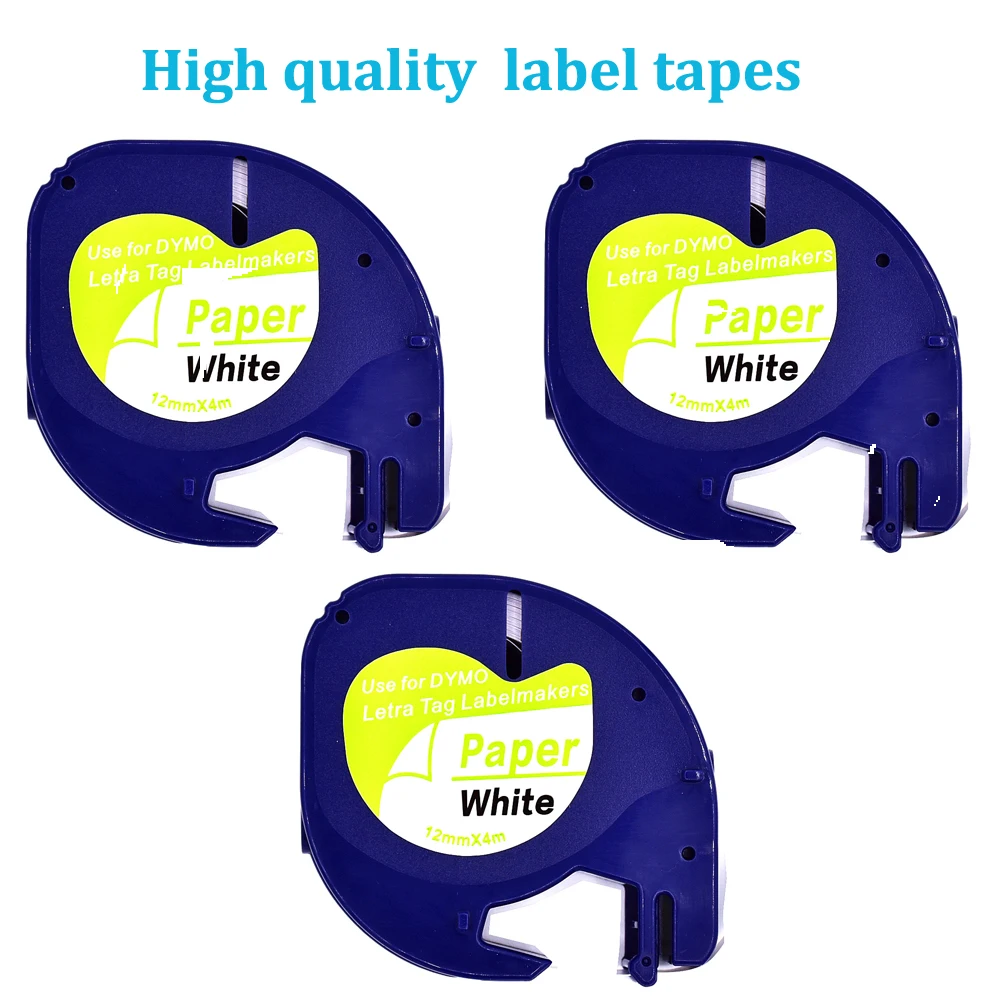 

3 pcs/lot Dymo 91200 paper LT label tape 12mm white tape for dymo LetraTAG XR/ QX50 /LT-100