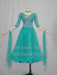 Танцевальный зал состязание танцевальные платья для женщин 2019 новый дизайн зеленый стандартный бальная юбка взрослый вальс, Бальные танцы