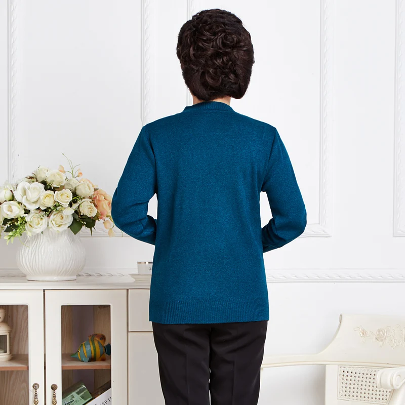 2019 In The Elderly Autumn Winter Women Sweater Cardigan Mother Loaded Sweater Jacket 50-60 year-old Grandmother Sweater NO759