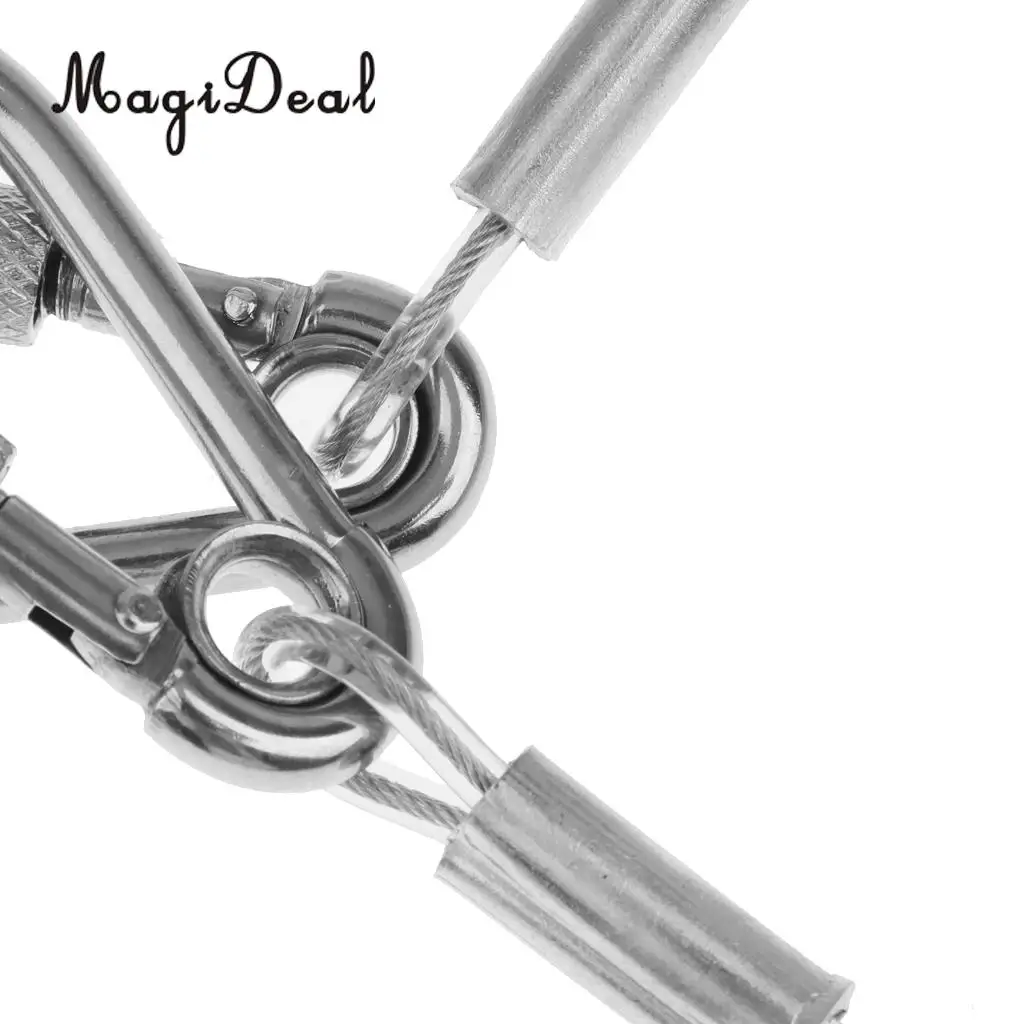 MagiDeal Durable Stainless Steel 1.6m Retractable Wire Coiled Lanyard Safety Rope With Lock Carabiners Rowing Boat Part Supplies