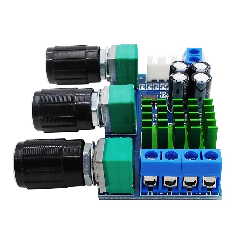 TPA3116D2 Amplifier Board DC 12V 24V Dual Channel 80W + 80W Digital Treble Bass  Regulating Preset Pre Amplifiers Audio Board