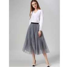 Новая весенне-Летняя женская Тюлевая юбка средней длины европейские Стильные, элегантные женские плиссированные юбки-пачки с высокой талией