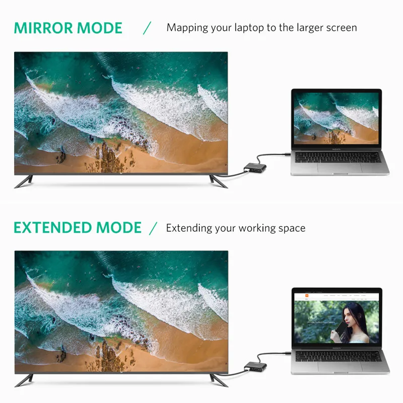 Bộ chuyển đổi Ugreen Type-C sang HDMI + VGA hỗ trợ 4K