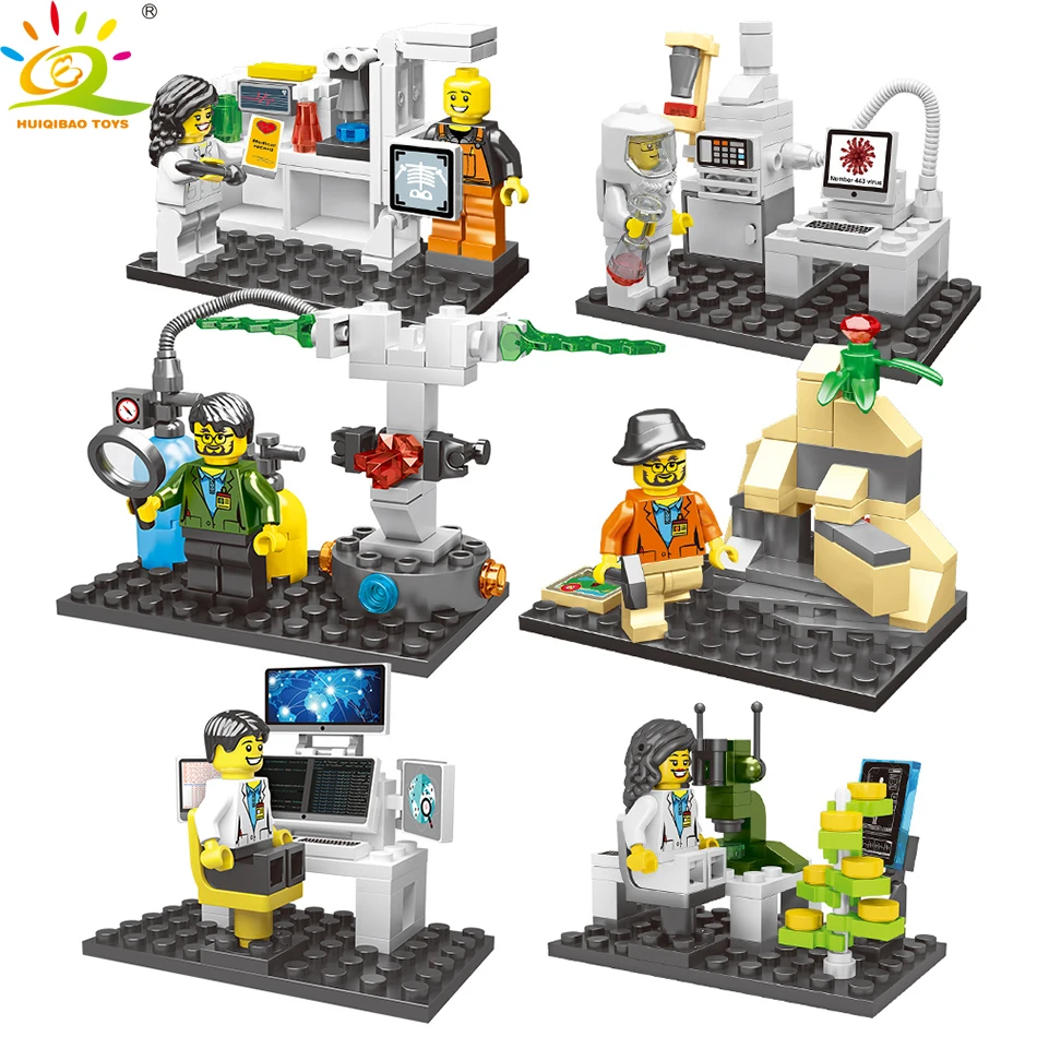 

6pcs/set Ideas Space Science Lab Figures Building blocks Compatible Legoingly City Soldier Educational Bricks toys for children