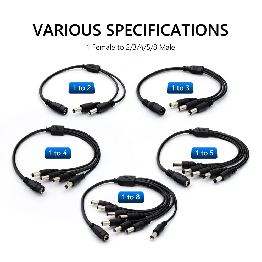 2,1*5,5 мм 1 Женский до 2 3 4 5 8 Мужской разделитель мощности постоянного тока штепсельный кабель для CCTV светодиодные ленты аксессуары для камеры блок питания 12 В