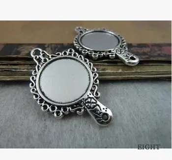 

Zinc alloy pendant jewelry accessories diy handmade material charms 24 * 41posted 18mm base mirror