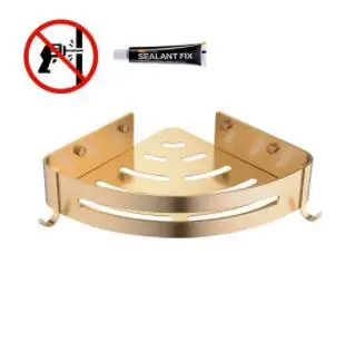 1 triangle Gold Beelee угловой Душ Caddy ванная комната душевая угловая полка, самоклеющиеся с клеем или настенное крепление с винтами, сверхпрочный алюминий - Цвет: 1 triangle Gold