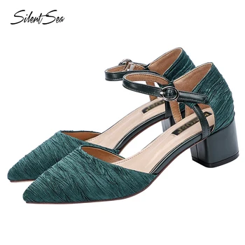 

Silentsea New Women Pumps Shoes Women Ladies Shallow Slip-On Round Toe High heels Shoes Wedding Party dress shoes mujer leisure