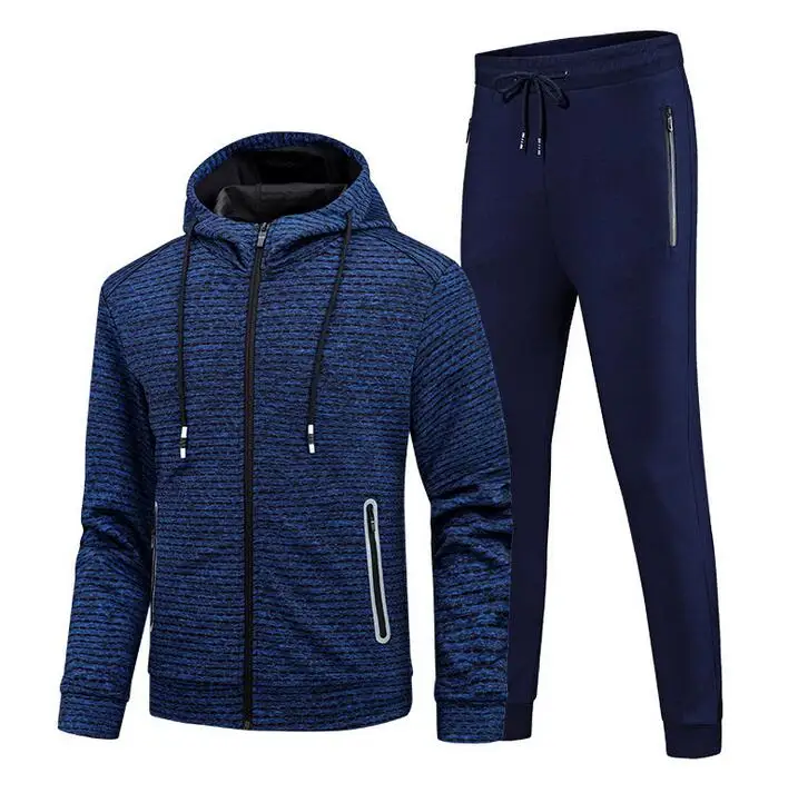 blue 1 Спортивный костюм, мужские весенние повседневные комплекты, мужские осенние толстовки на молнии+ штаны, спортивная одежда, мужские спортивные костюмы - Цвет: blue 1