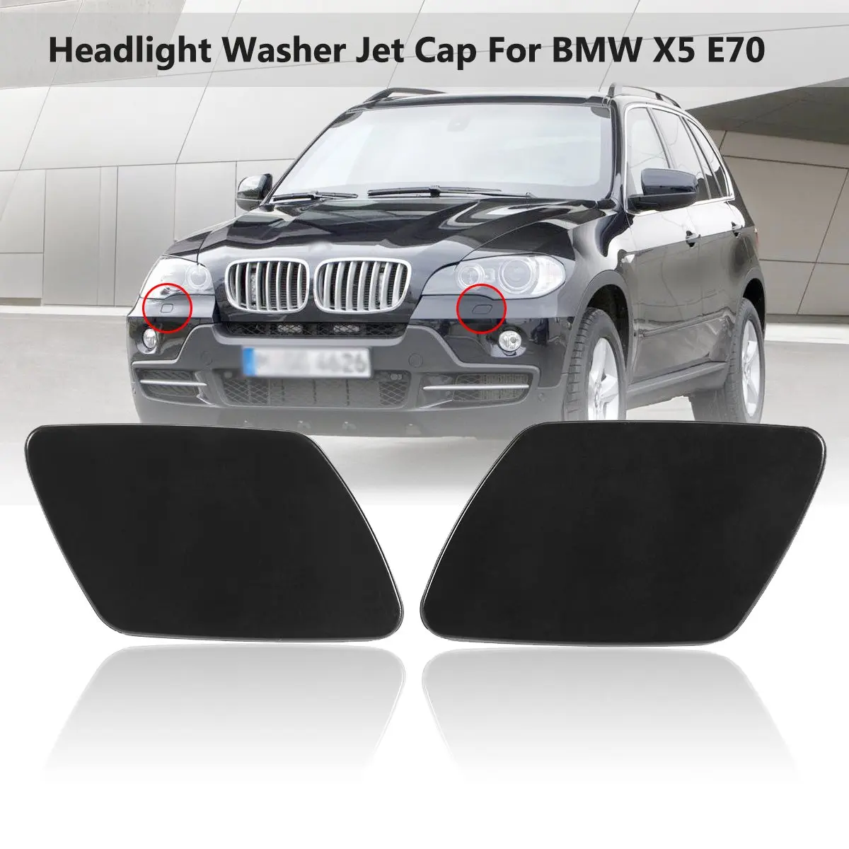 Set of 2 Driver and Passenger Side Headlight Washer Nozzles for 2007-2013 BMW E70 X5