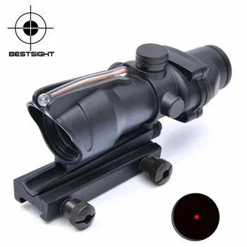 

Tactical ACOG 1X32 Rifle Scope RED Dot Sight Optics Riflescope With Real Fiber Scope 20mm Picatinny Weaver Rail