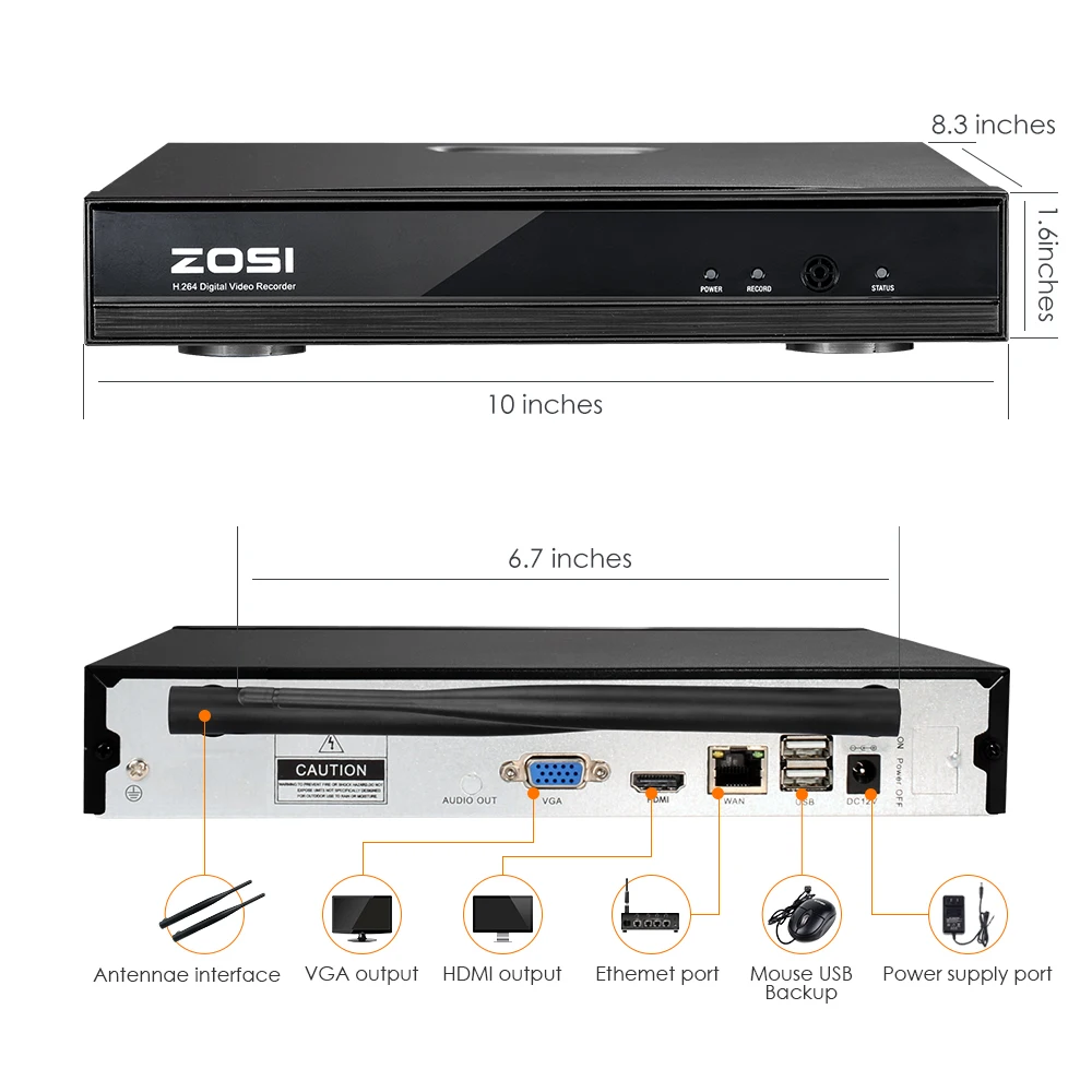 Top ZOSI 4CH Wireless 1080P NVR CCTV System 960P IP Camera WIFI Waterproof IR Night Vison Home Security Camera Surveillance Kit 3