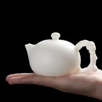 

230ml White Porcelain Teapot Drinkware Teaware Handmade High Grade Xishi Pot Office Kung Fu Tea Set Decoration Collection Art