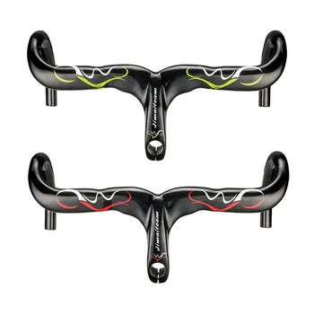 

Ultralight 3K Glossy Full Carbon Fiber Integrated Handlebar and Stem Professional Road Bike Carbon Fiber Handlebar Bike Parts