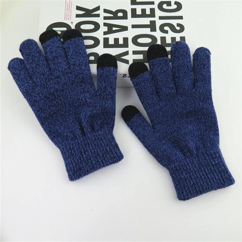 CHSDCSI вязаные перчатки унисекс с сенсорным экраном, зимние шерстяные кашемировые перчатки с буквенным принтом, плотные теплые варежки, мужские перчатки
