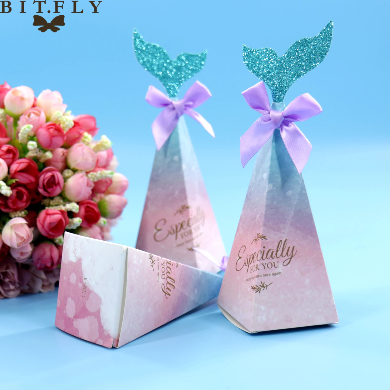 10 шт., цветные коробки для конфет в европейском стиле с хвостом русалки, посылка, Подарочная коробка для детского дня рождения, свадьбы, вечеринки