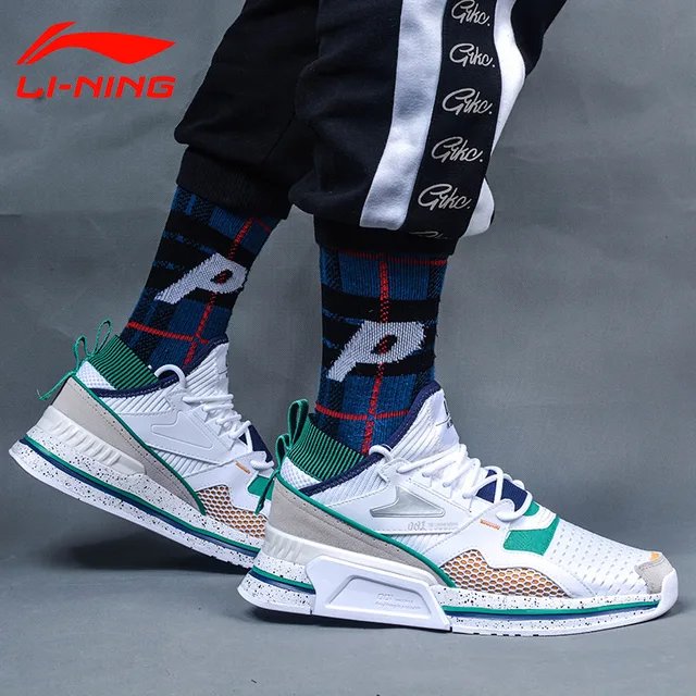 Li-Ning мужские 001 SHAKE Классическая обувь для ходьбы дышащие однотонные Тканные Ретро папа обувь подкладка Спортивная обувь Кроссовки AGLP007 YXB261