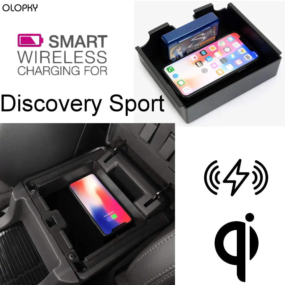 

OLOPKY For Land Rover QI Wireless charger Hidden Wireless charging Phone Holder Storage Box For Discovery Sport