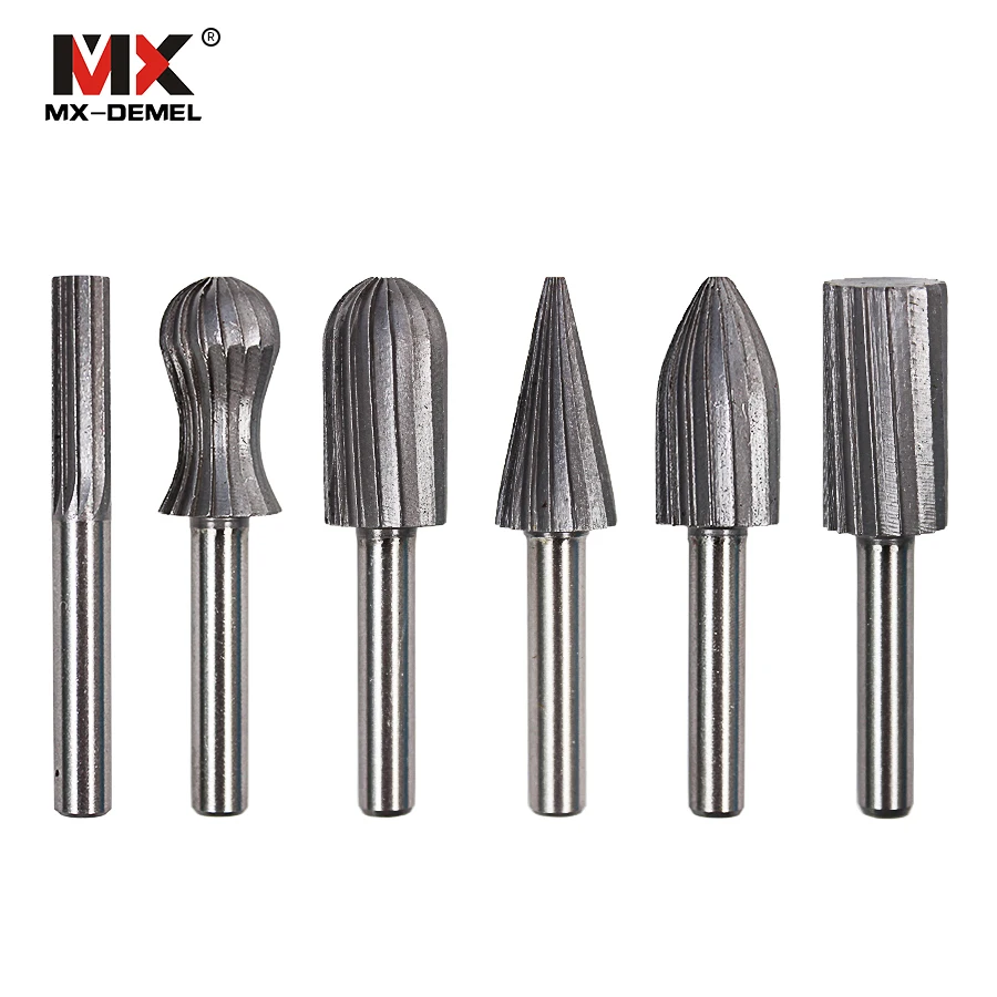 MX DEMEL 6pcs Carbide Cutter Rotary Burr Set CNC Engraving Bit Rotary