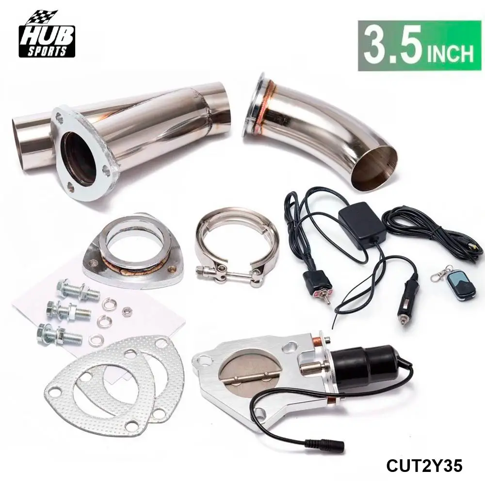 Hubsports - 3.5"Electric Exhaust Catback Downpipe Cutout E-Cut Out Valve Switch Control+Remote For TOYOTA SUPRA JZA80 HU-CUT2Y35