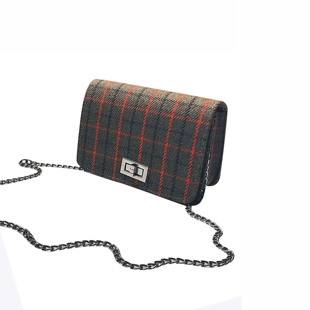 

2018 NEW Arrival concise office lady style Women's Fashion Plaid Wool Striped chain Handbag Cross body Shoulder Bags HOT SALE