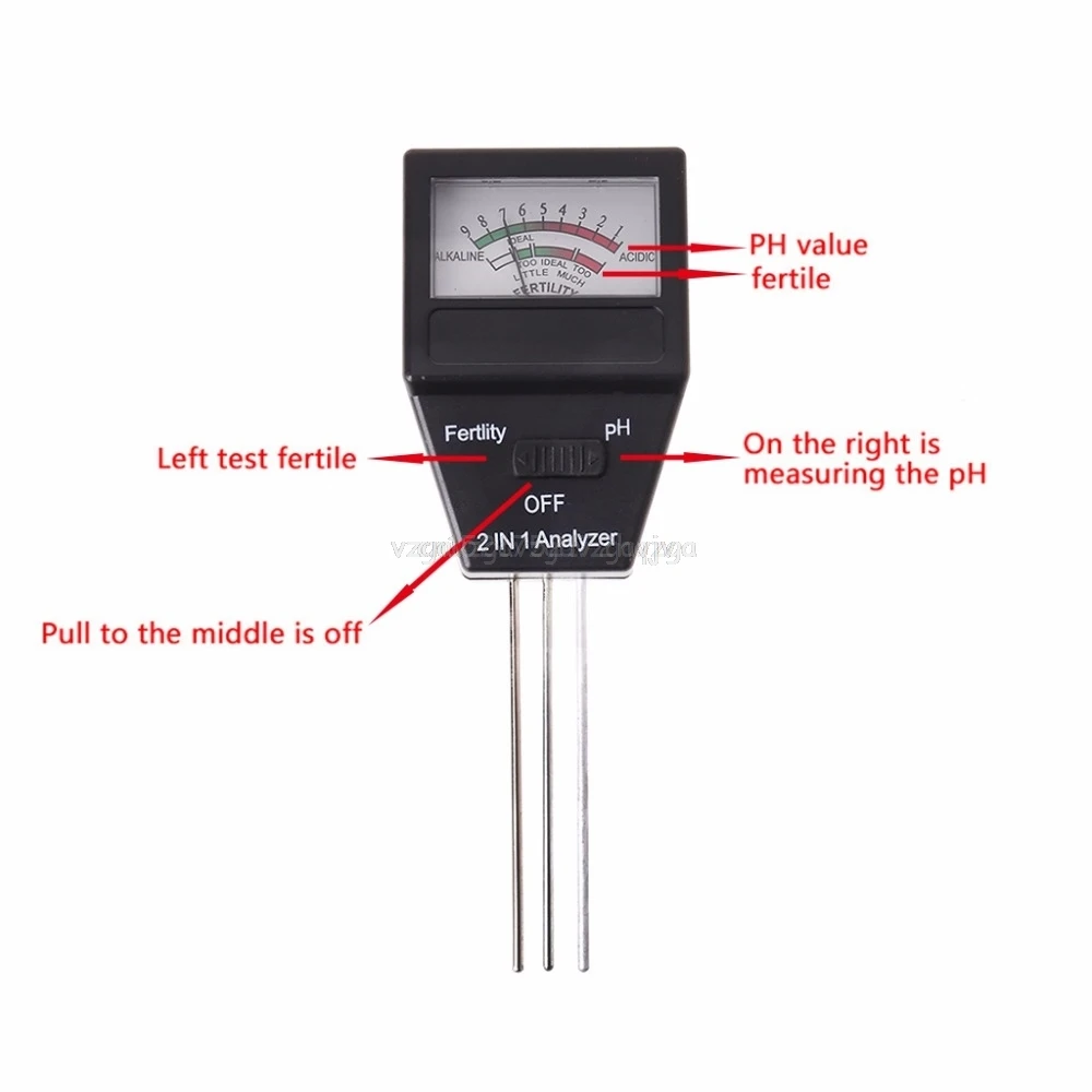 

2 in 1 Soil PH Meter&Fertility Tester Acidity Digital Analyzer For Plant 3 Probe Mr15 19 Dropship