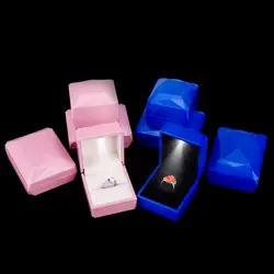 Розовый, синий, белый, золотой, белый кольцо, подвесная коробка для ювелирных изделий коробка светодиодная шкатулка резина, окрашенная