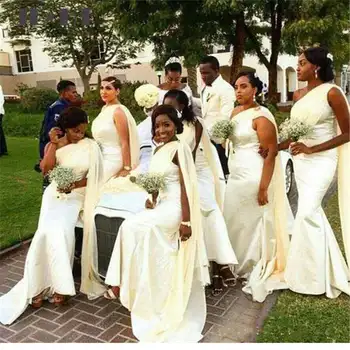 

New Bridesmaids Dresses Long Mermaid One Shoulder Sleeveless Sweep Train Wedding Party Dress Bridesmaids Dress