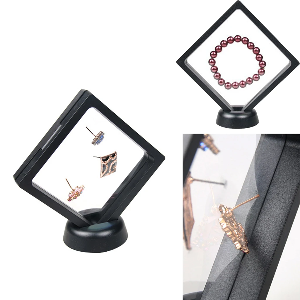 3D Floating Jewelry Display Frame Case Box Coin Display Stand Rack Holder bracelets necklaces earrings Jewelry Packaging 4 Sizes