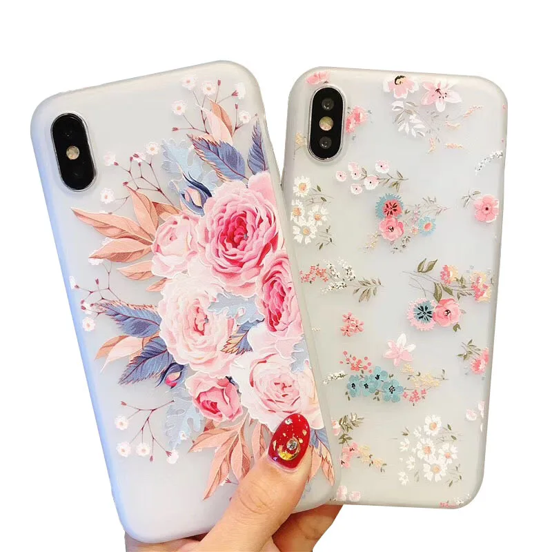 Милый 3D Рельефный цветочный чехол для Huawei P10 P20 P30 lite Honor 8 8X 8C 8S 9 10 20 Nova 2i 3 3i 5T Мягкий