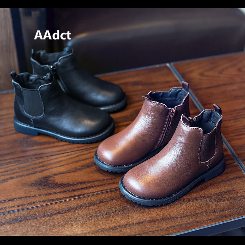 

AAdct Autumn Fashion martin little kids boots Soft Genuine leather girls and boys boots 2018 new brand children boots for