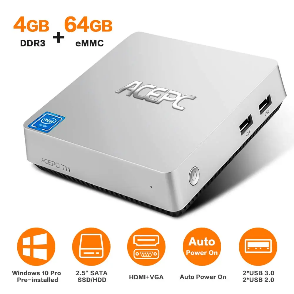 

ACEPC Mini PC Intel Atom x5-Z8350 Processor system unit pc mini windows 10 licensed 64bit 4GB/64GB WiFi HDMI mini computer