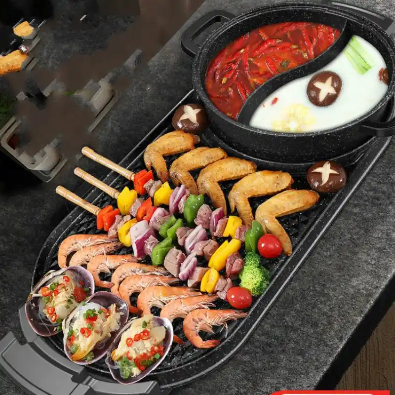 Dormitory mini hot pot electric grill multi function roasting and