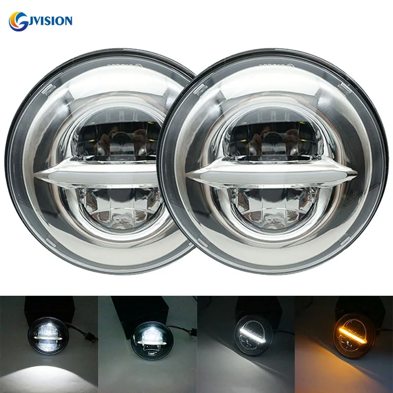 

7 inch High/Low beam DRL Yellow turn signal lights 7'' projector headlight for Jeep Land Rover 90/110 Defender 200 Tdi headlamp