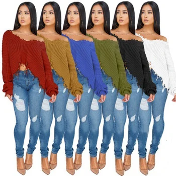 

Women Winter Sweaters Long Sleeve V-neck Oversize Casual Crop Tops Irregular Loose Pullovers Pull Femme