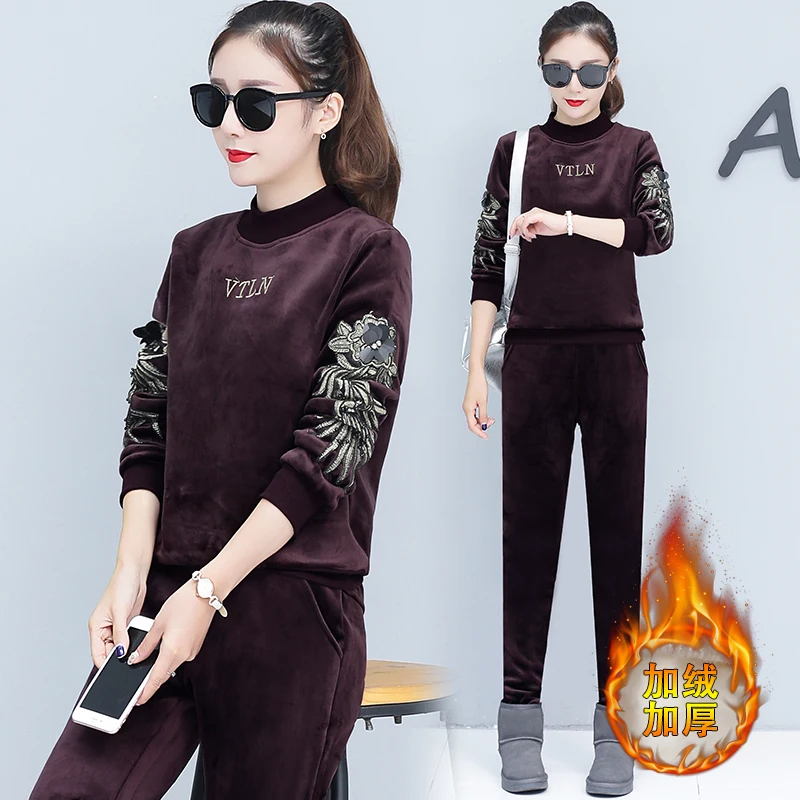 

YICIYA Velvet 2 piece set women tracksuits outfits sportswear fitness co-ord set top pants suits winter plus size thick clothes
