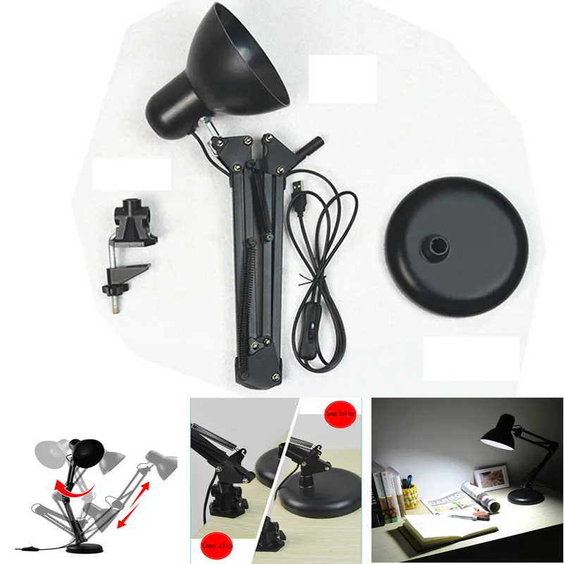 

USB LED foldable clip/base dual modern office desk lamp eye protection lamp with clip 110V-220V power load LED desk lamp