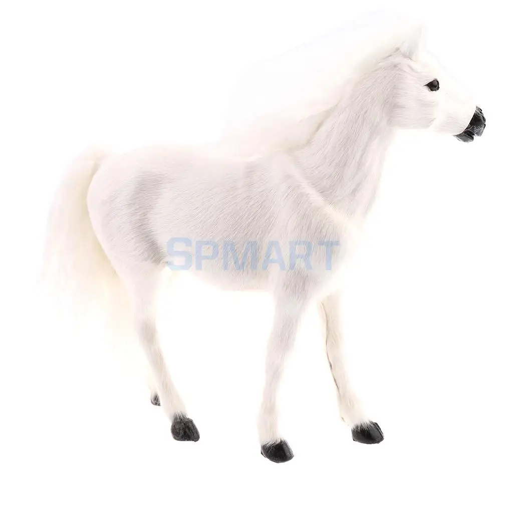 Lifelike Simulation Plush Stuffed Horse Animals Model Figure Plush Figures Soft Toy Home Decoration White