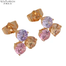 Популярный дизайн, опт и розница, золотые цветные Кристальные серьги-гвоздики, здоровье, без никеля и свинца, модные ювелирные изделия JE607