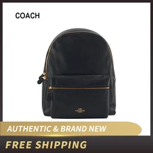 Coach Pebble кожаный полноразмерный рюкзак Charlie черный F29004