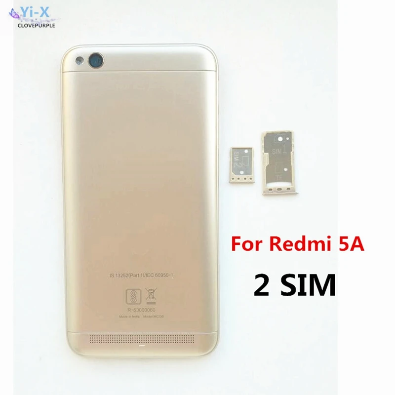 Корпус для Xiaomi Redmi 5A 5 A задняя крышка чехол батарея задняя дверь 2 Sim держатель зарубежная версия sim держатель для карт лоток Запчасти