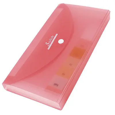 Clear Red Plastic Cover Button Closure 13 Page Letters