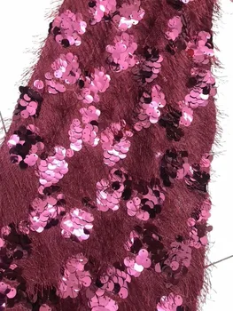 

Embroidered tulle french net fabric elegant L-10124 embroidered tulle fabric with sequins