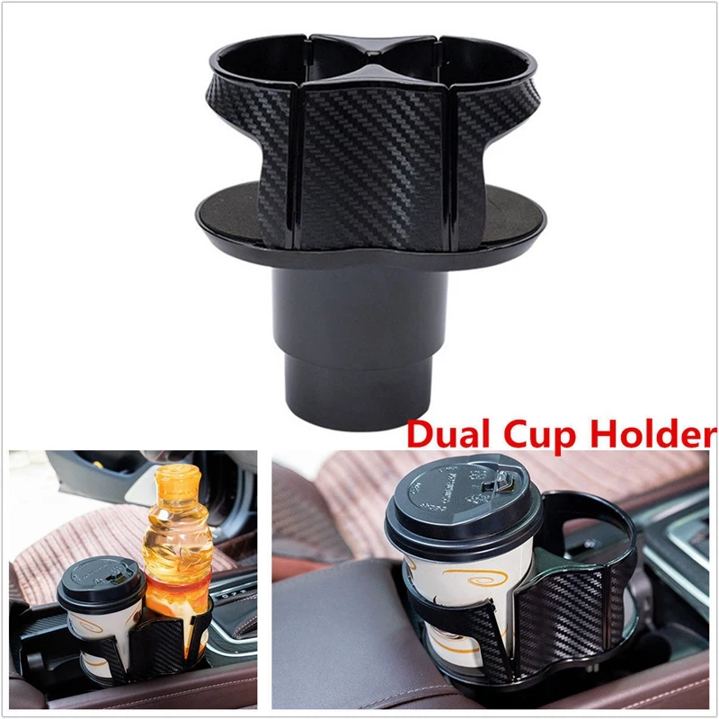 

Car Center Console Dual Cup Holder Expander, 2 In 1 Multifunctional 2 Cup Mount Extender, Unique Design Soft Drink Can Bottle